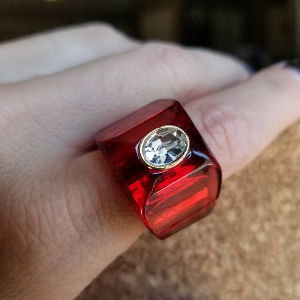 Red Ring with Rhinestone Accent